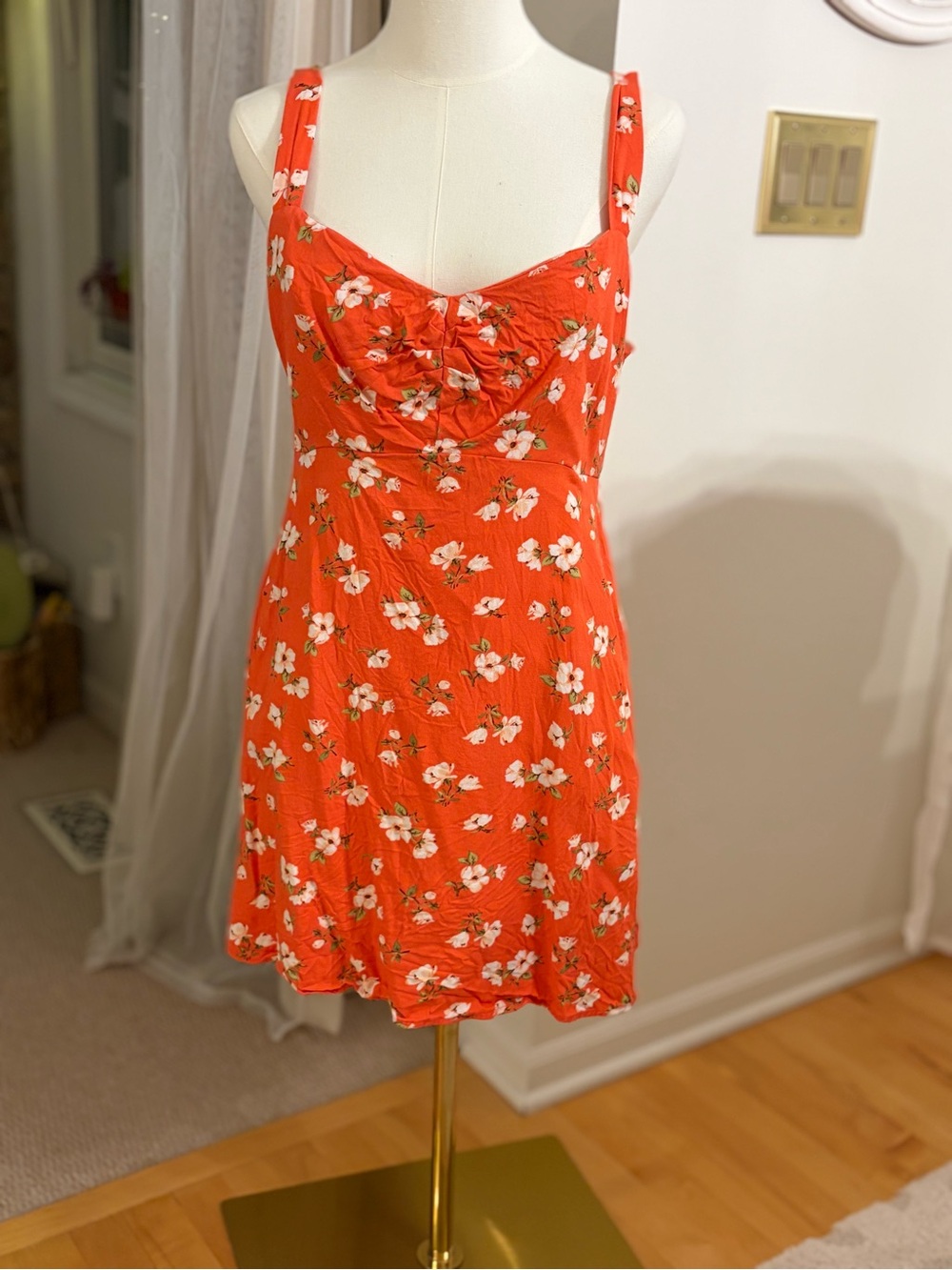 Floral Orange Sundress with Sweetheart Neckline Size Medium (6/8)